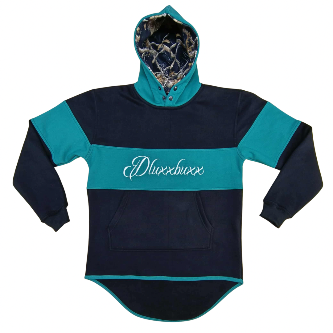 DLUXXBUXX teal black real tree hood droptail Hoodies