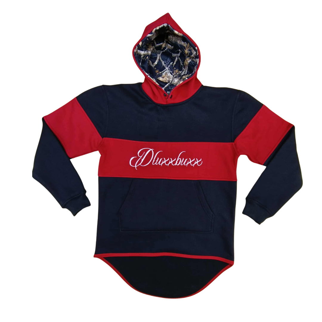 Last DLUXXBUXX red/ black real tree hood droptail Hoodies 4XL