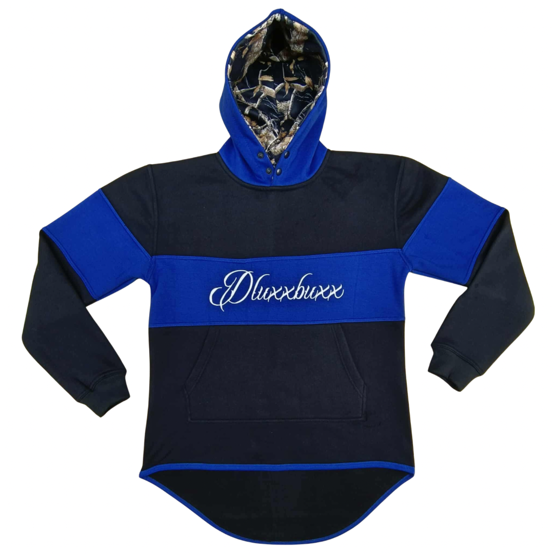 DLUXXBUXX Deep Blue / black real tree hood droptail Hoodies