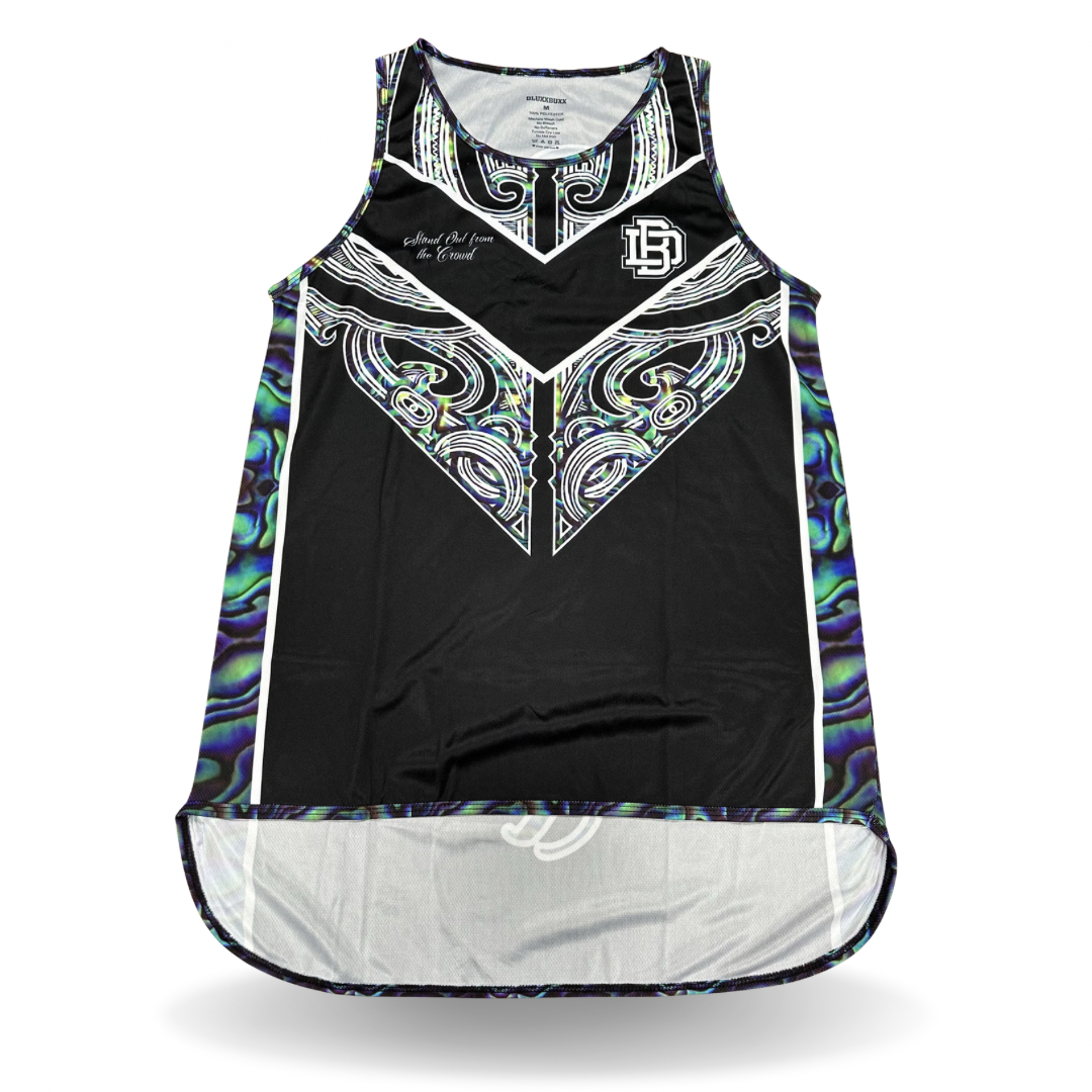 PAUA kaha Dluxxbuxx drop tail singlet